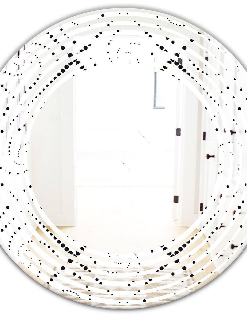 DesignQ Retro Geometrical Abstract Minimal Pattern III - Modern Round Or Oval Wall Mirror - Wave
