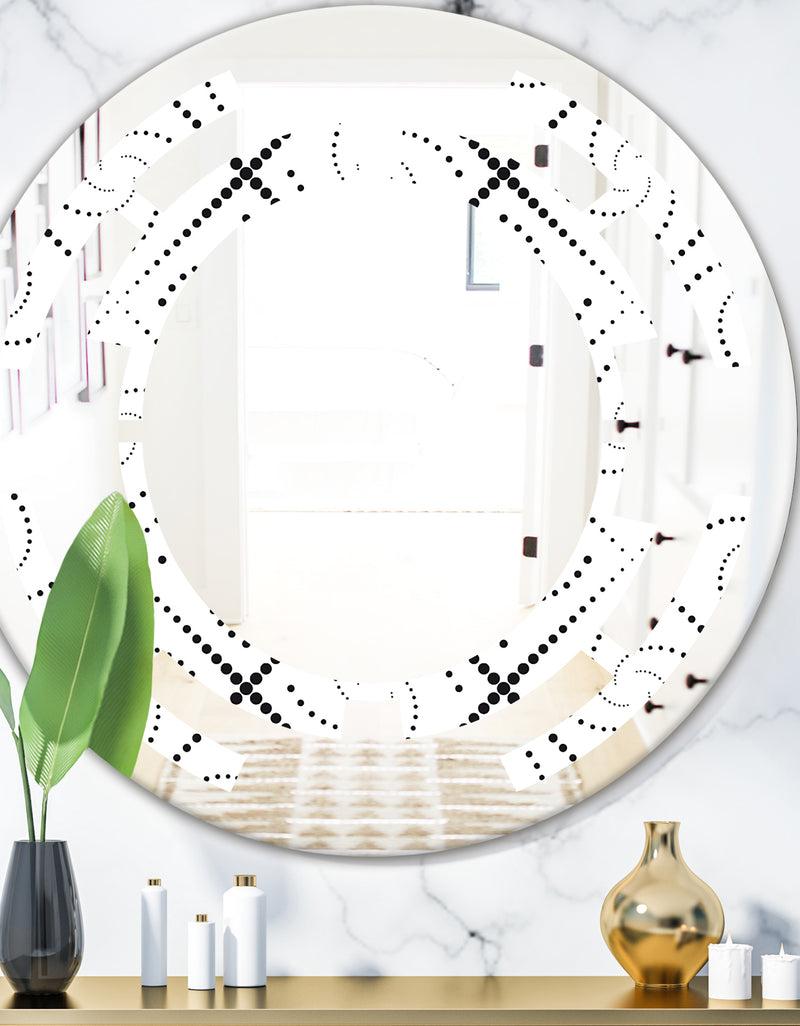 DesignQ Retro Geometrical Abstract Minimal Pattern III - Modern Round or Oval Wall Mirror - Space