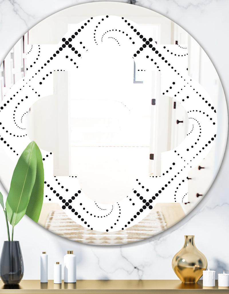 DesignQ Retro Geometrical Abstract Minimal Pattern III - Modern Round or Oval Wall Mirror - Quatrefoil