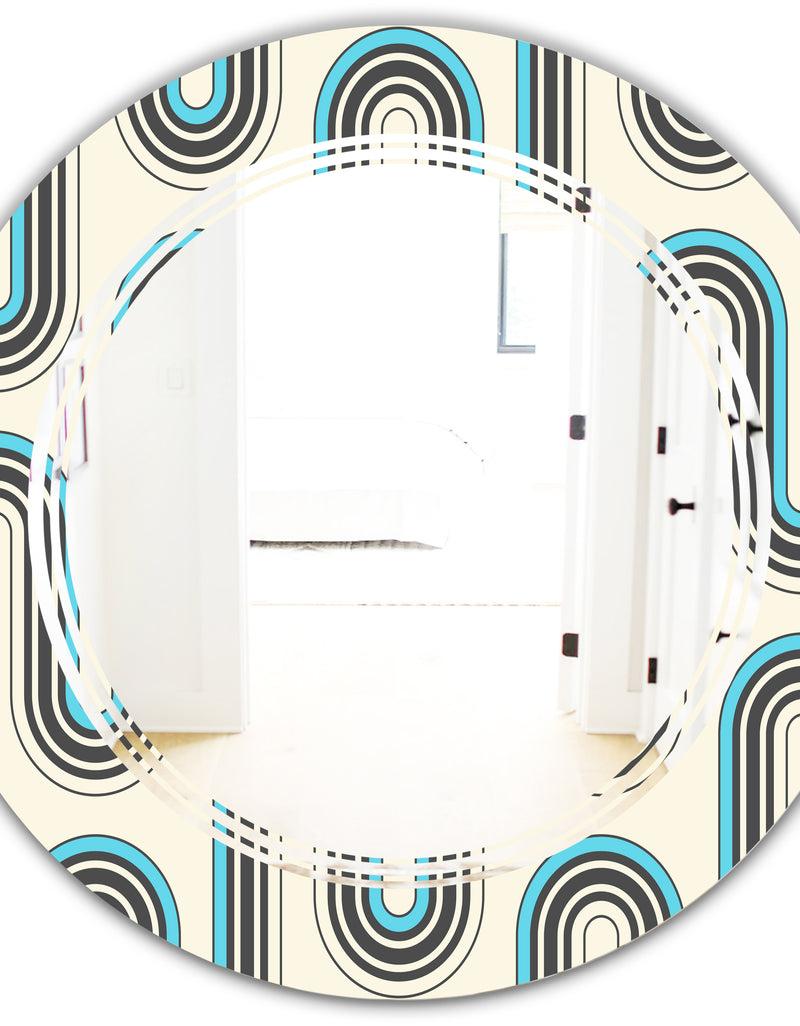 DesignQ Retro Geometrical Abstract Minimal Pattern IV - Modern Round Or Oval Wall Mirror - Triple C