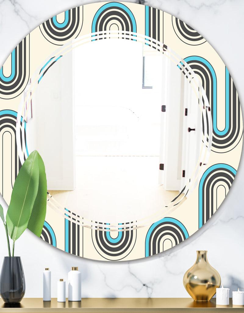 DesignQ Retro Geometrical Abstract Minimal Pattern IV - Modern Round or Oval Wall Mirror - Triple C