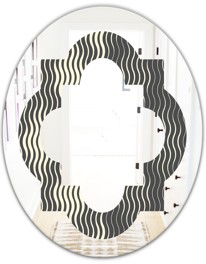 DesignQ Retro Geometrical Abstract Minimal Pattern V - Modern Round Or Oval Wall Mirror - Quatrefoil