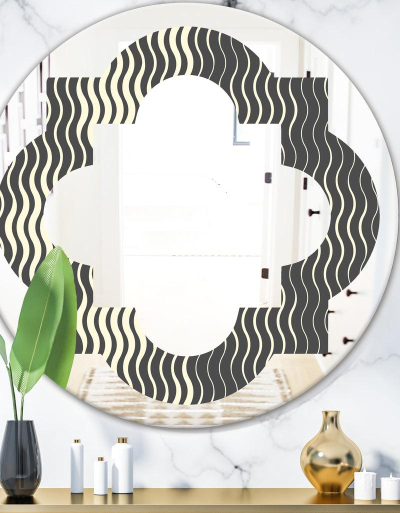DesignQ Retro Geometrical Abstract Minimal Pattern V - Modern Round or Oval Wall Mirror - Quatrefoil