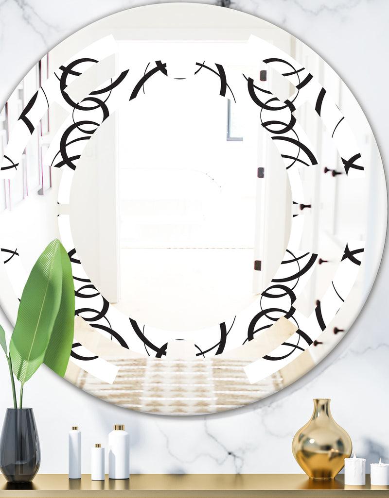 DesignQ Retro Geometrical Abstract Minimal Pattern VI - Modern Round or Oval Wall Mirror - Space
