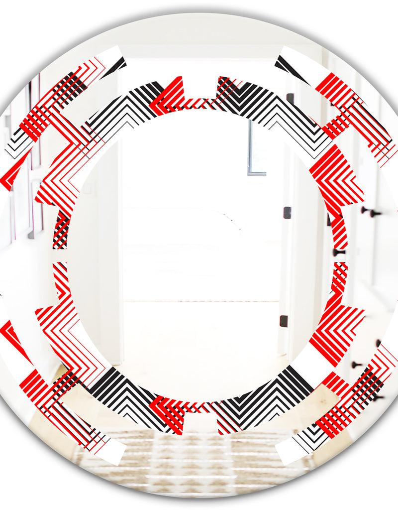 DesignQ Retro Geometrical Abstract Minimal Pattern VIII - Modern Round Or Oval Wall Mirror - Space