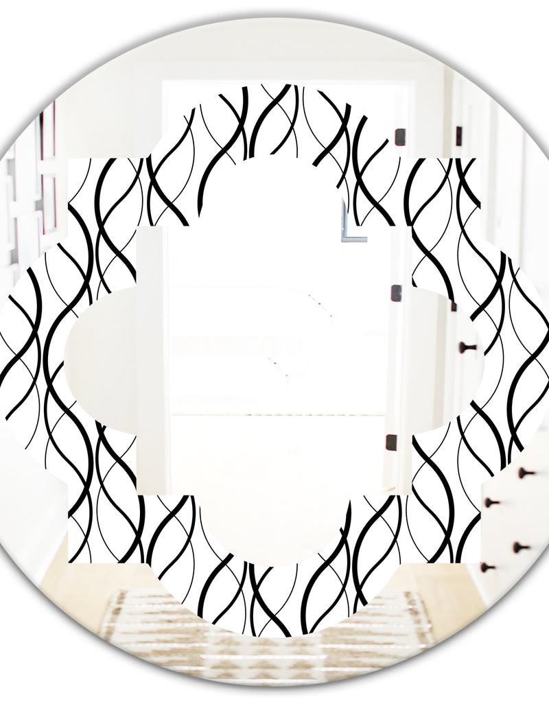 DesignQ Retro Geometrical Abstract Minimal Pattern X - Modern Round Or Oval Wall Mirror - Quatrefoil
