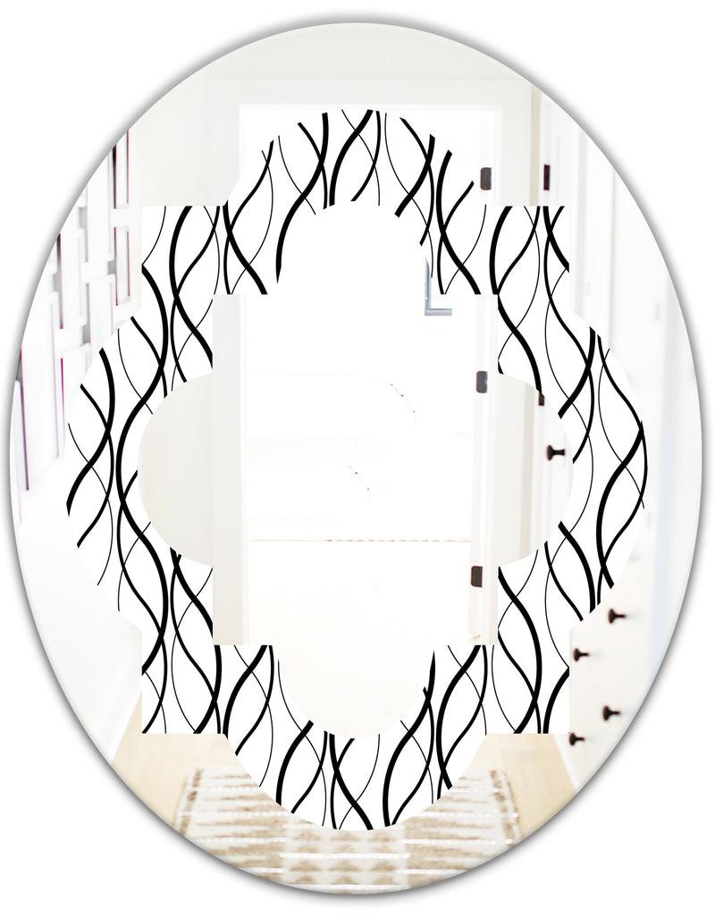 DesignQ Retro Geometrical Abstract Minimal Pattern X - Modern Round Or Oval Wall Mirror - Quatrefoil
