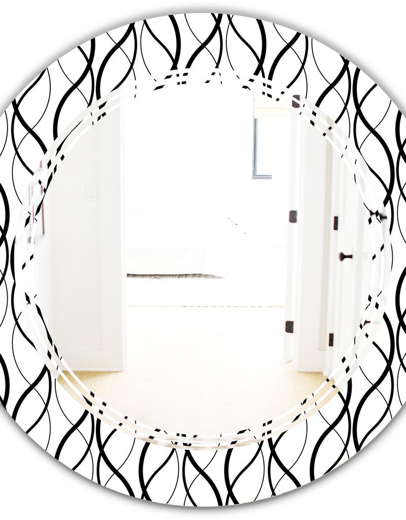 DesignQ Retro Geometrical Abstract Minimal Pattern X - Modern Round Or Oval Wall Mirror - Triple C