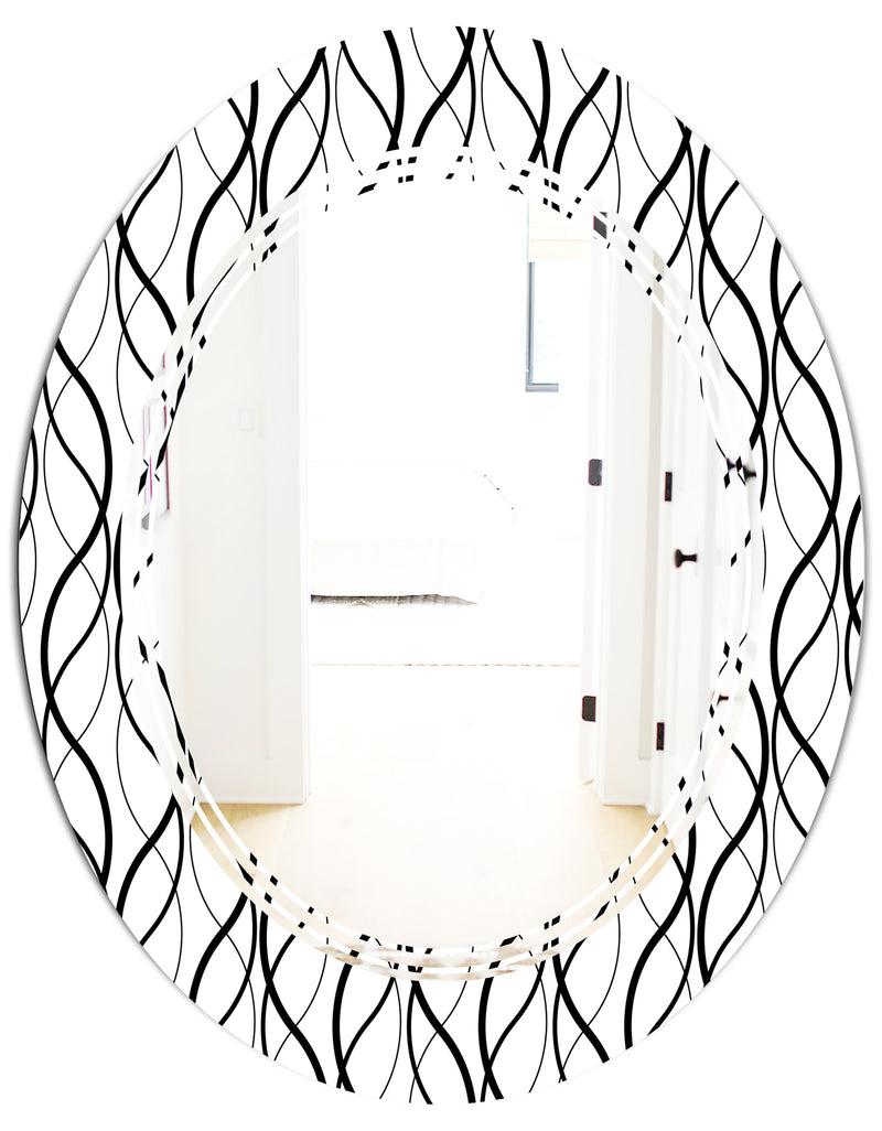 DesignQ Retro Geometrical Abstract Minimal Pattern X - Modern Round Or Oval Wall Mirror - Triple C