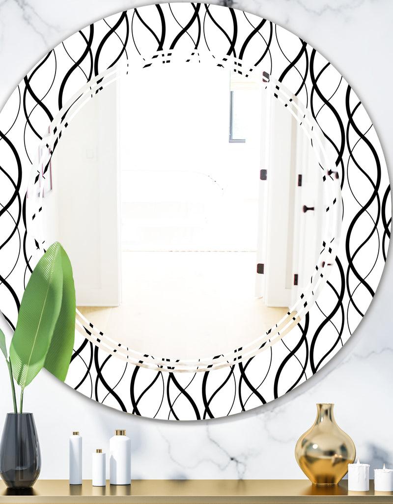 DesignQ Retro Geometrical Abstract Minimal Pattern X - Modern Round or Oval Wall Mirror - Triple C