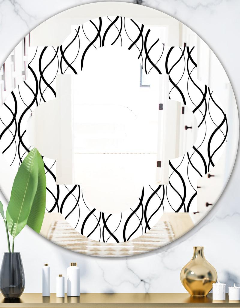 DesignQ Retro Geometrical Abstract Minimal Pattern X - Modern Round or Oval Wall Mirror - Quatrefoil