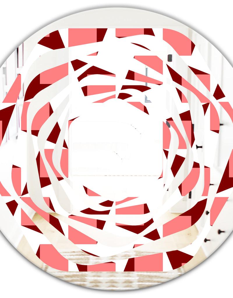 DesignQ Retro Geometrical Abstract Minimal Pattern XIII - Modern Round Or Oval Wall Mirror - Whirl