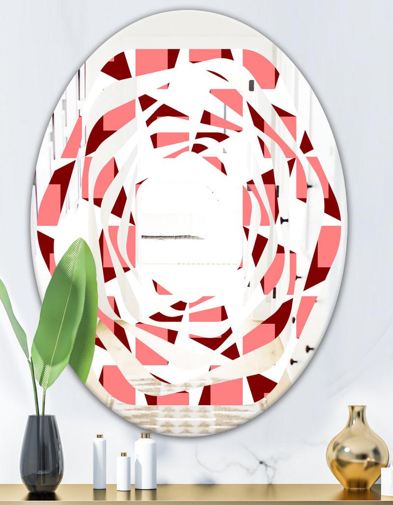DesignQ Retro Geometrical Abstract Minimal Pattern XIII - Modern Round Or Oval Wall Mirror - Whirl