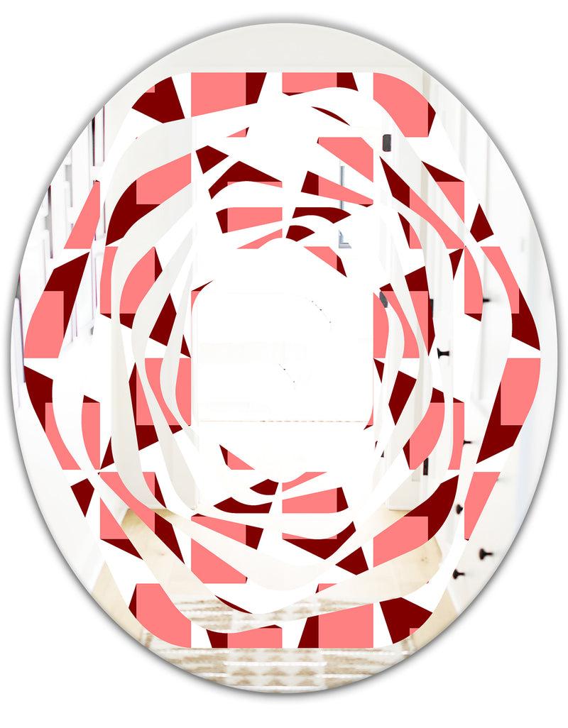 DesignQ Retro Geometrical Abstract Minimal Pattern XIII - Modern Round Or Oval Wall Mirror - Whirl