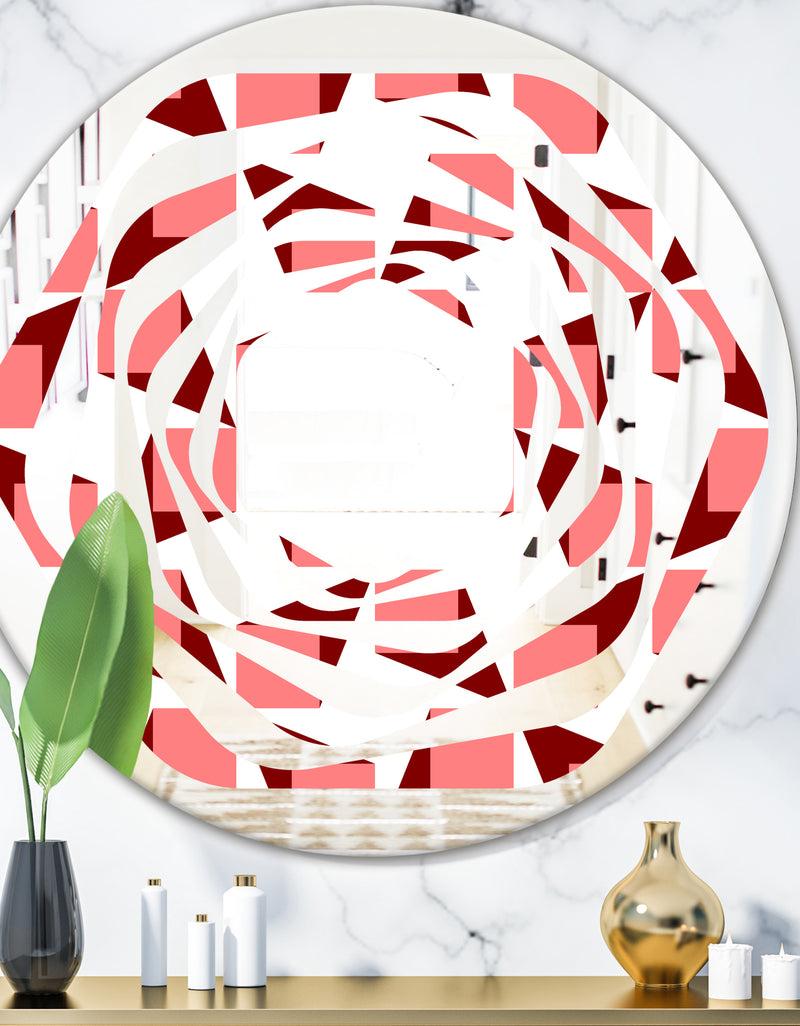 DesignQ Retro Geometrical Abstract Minimal Pattern XIII - Modern Round or Oval Wall Mirror - Whirl