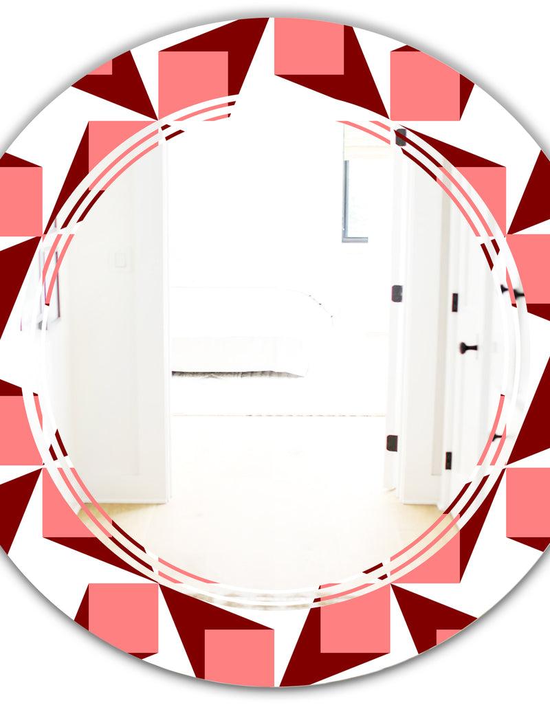 DesignQ Retro Geometrical Abstract Minimal Pattern XIII - Modern Round Or Oval Wall Mirror - Triple C