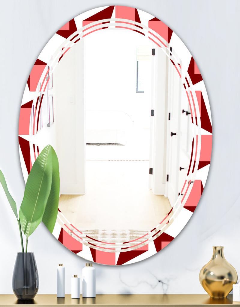 DesignQ Retro Geometrical Abstract Minimal Pattern XIII - Modern Round Or Oval Wall Mirror - Triple C