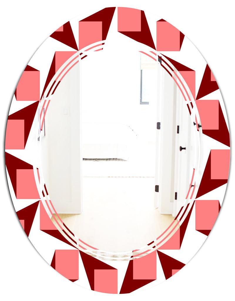 DesignQ Retro Geometrical Abstract Minimal Pattern XIII - Modern Round Or Oval Wall Mirror - Triple C