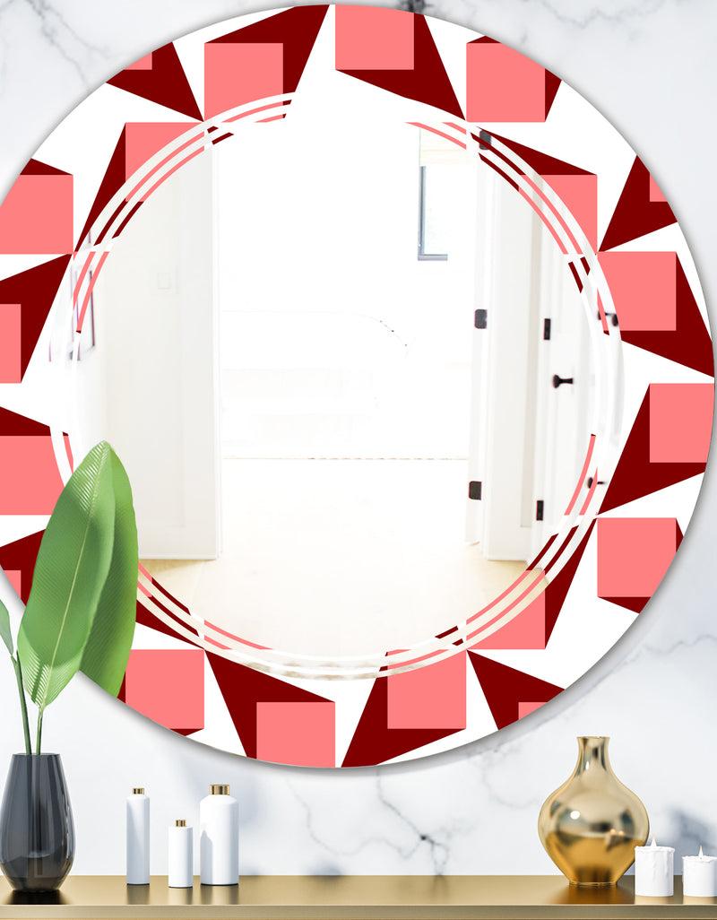 DesignQ Retro Geometrical Abstract Minimal Pattern XIII - Modern Round or Oval Wall Mirror - Triple C