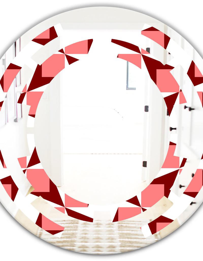 DesignQ Retro Geometrical Abstract Minimal Pattern XIII - Modern Round Or Oval Wall Mirror - Space