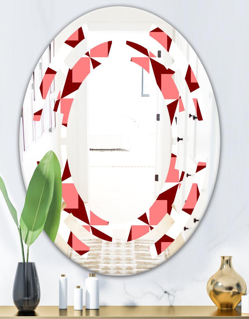 DesignQ Retro Geometrical Abstract Minimal Pattern XIII - Modern Round Or Oval Wall Mirror - Space