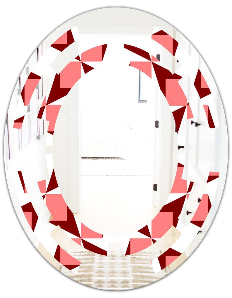 DesignQ Retro Geometrical Abstract Minimal Pattern XIII - Modern Round Or Oval Wall Mirror - Space