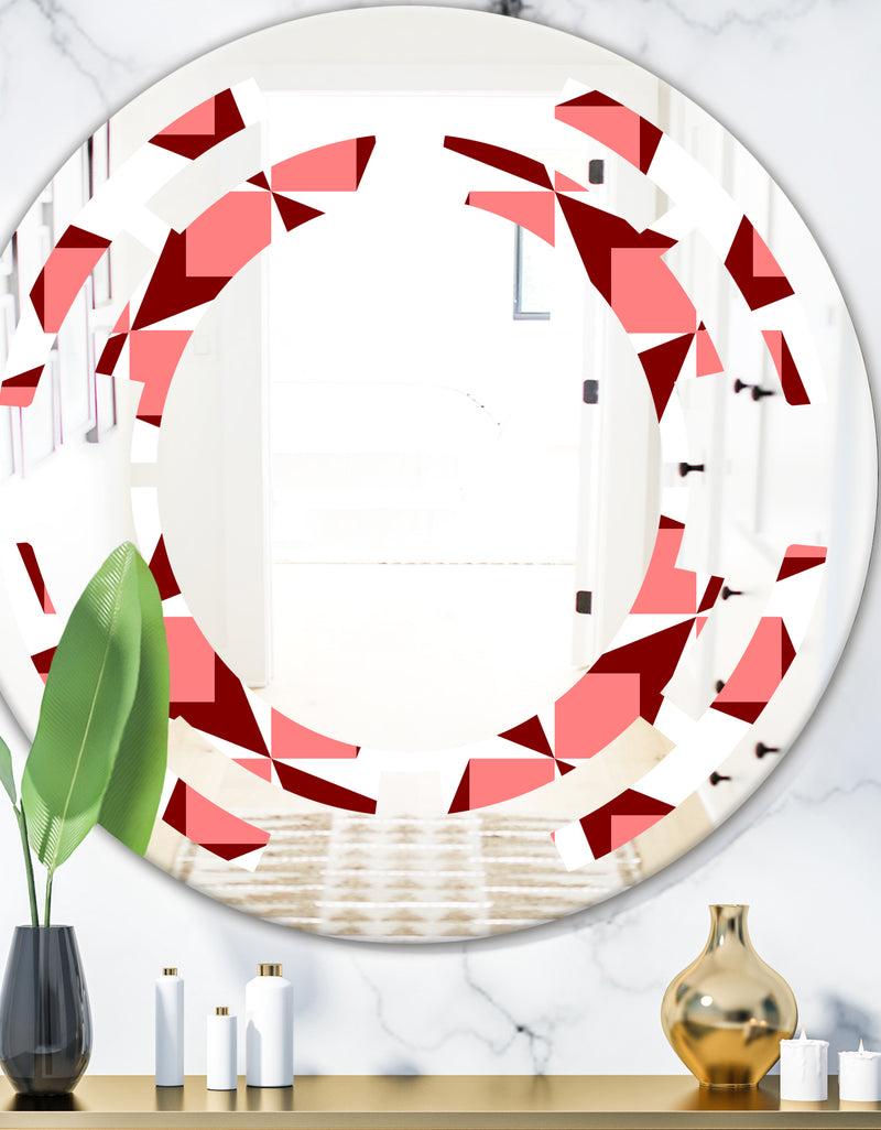 DesignQ Retro Geometrical Abstract Minimal Pattern XIII - Modern Round or Oval Wall Mirror - Space