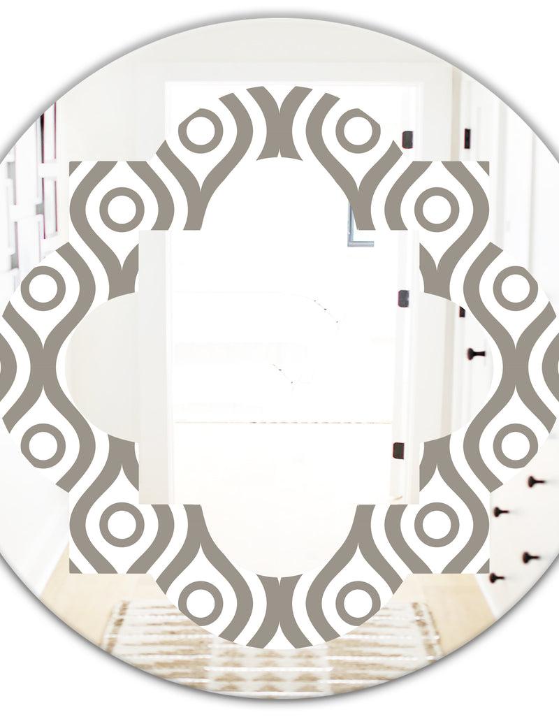 DesignQ Retro Geometrical Abstract Minimal Pattern XIV - Modern Round Or Oval Wall Mirror - Quatrefoil