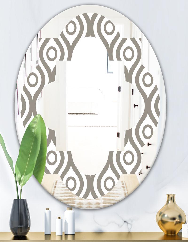DesignQ Retro Geometrical Abstract Minimal Pattern XIV - Modern Round Or Oval Wall Mirror - Quatrefoil