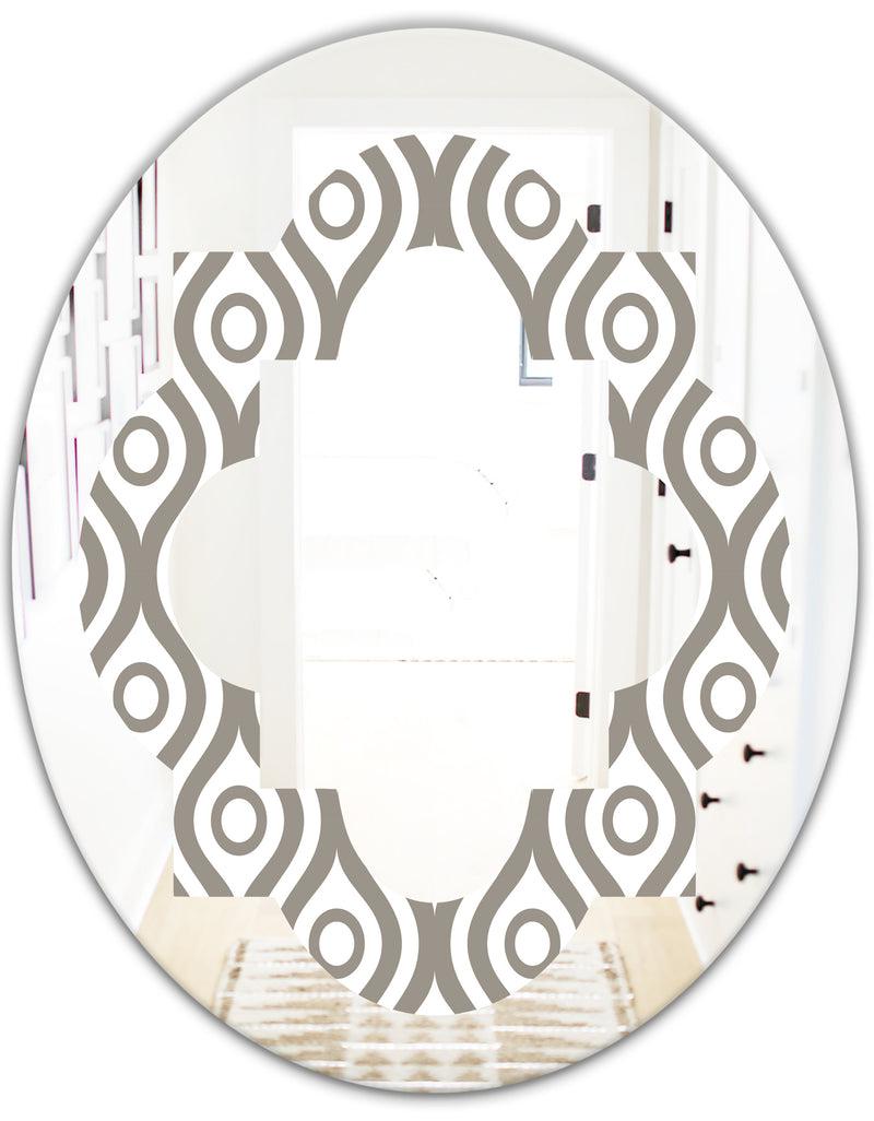 DesignQ Retro Geometrical Abstract Minimal Pattern XIV - Modern Round Or Oval Wall Mirror - Quatrefoil