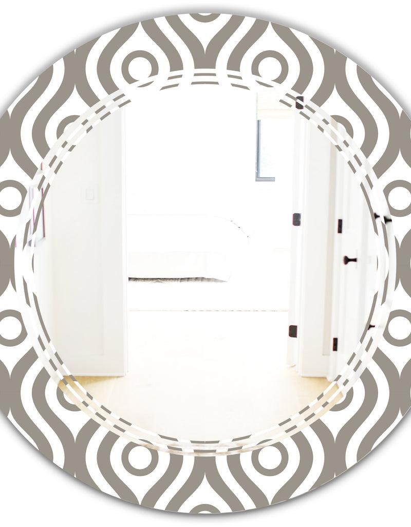 DesignQ Retro Geometrical Abstract Minimal Pattern XIV - Modern Round Or Oval Wall Mirror - Triple C