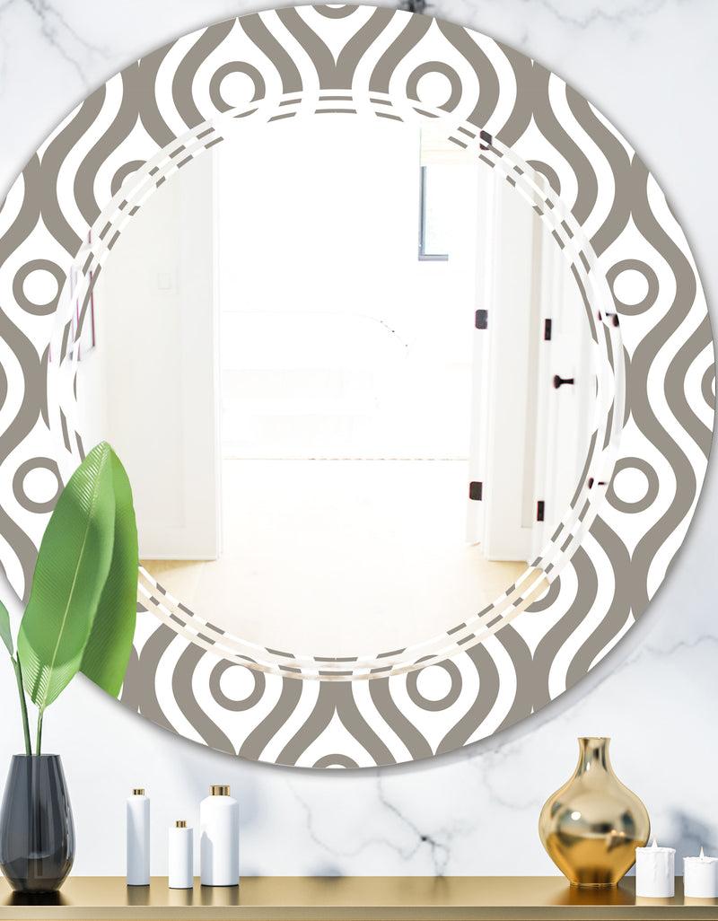 DesignQ Retro Geometrical Abstract Minimal Pattern XIV - Modern Round or Oval Wall Mirror - Triple C
