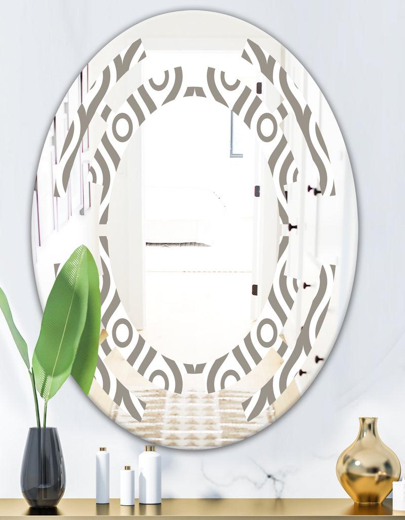 DesignQ Retro Geometrical Abstract Minimal Pattern XIV - Modern Round Or Oval Wall Mirror - Space