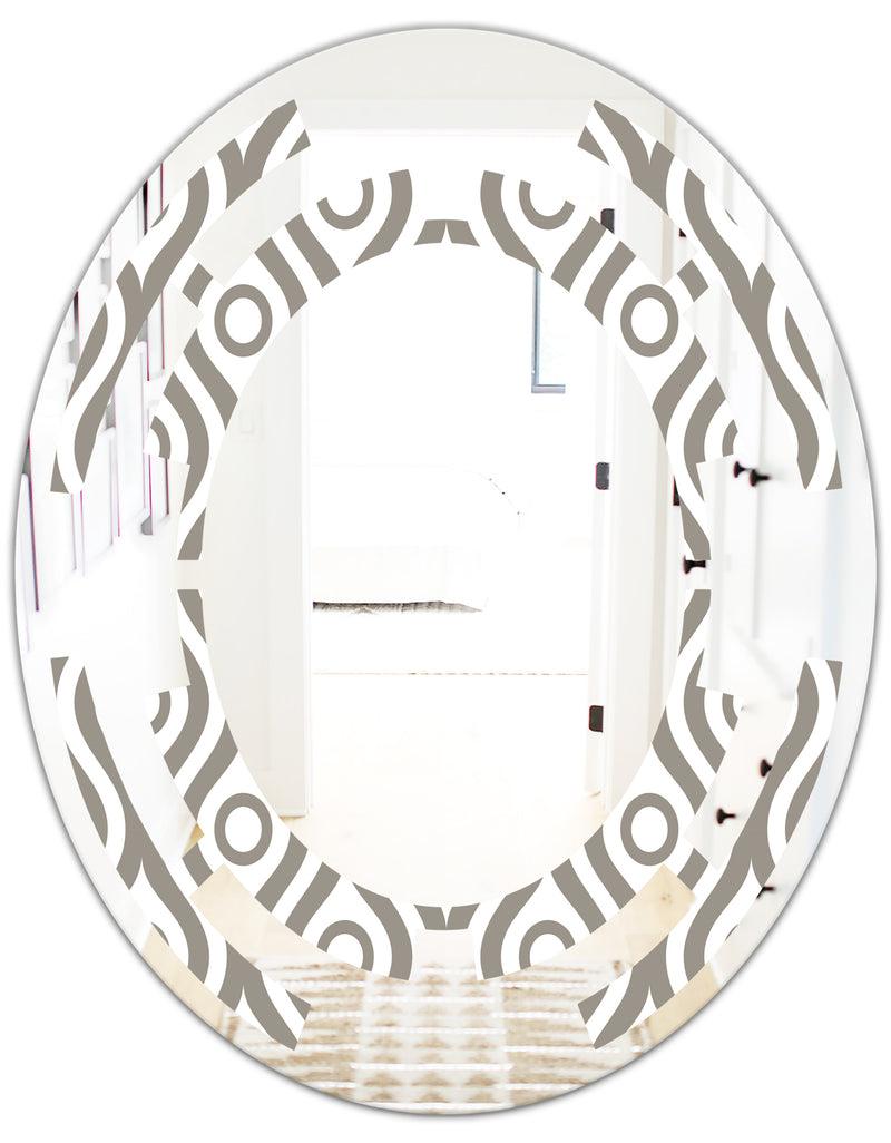 DesignQ Retro Geometrical Abstract Minimal Pattern XIV - Modern Round Or Oval Wall Mirror - Space