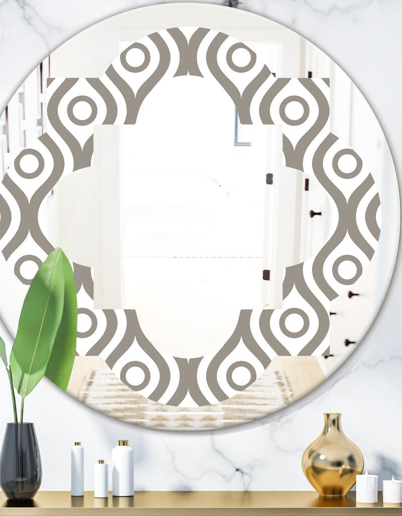 DesignQ Retro Geometrical Abstract Minimal Pattern XIV - Modern Round or Oval Wall Mirror - Quatrefoil
