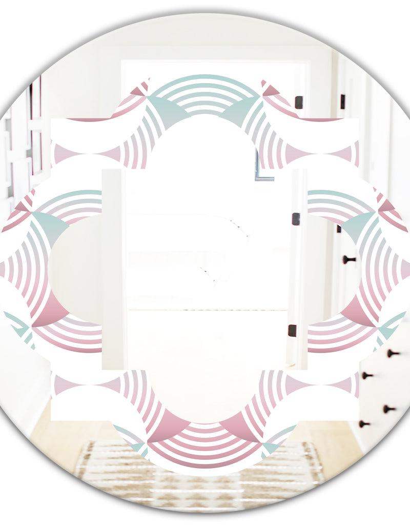 DesignQ Retro Geometrical Abstract Pattern I - Modern Round Or Oval Wall Mirror - Quatrefoil