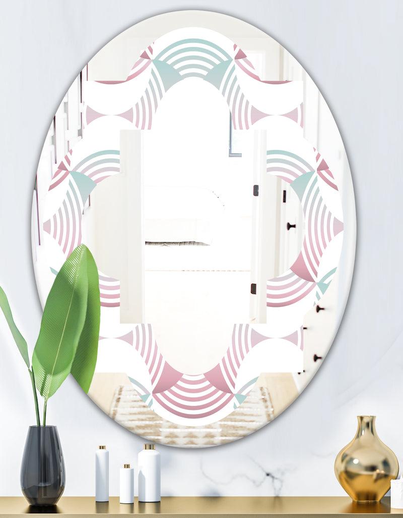 DesignQ Retro Geometrical Abstract Pattern I - Modern Round Or Oval Wall Mirror - Quatrefoil