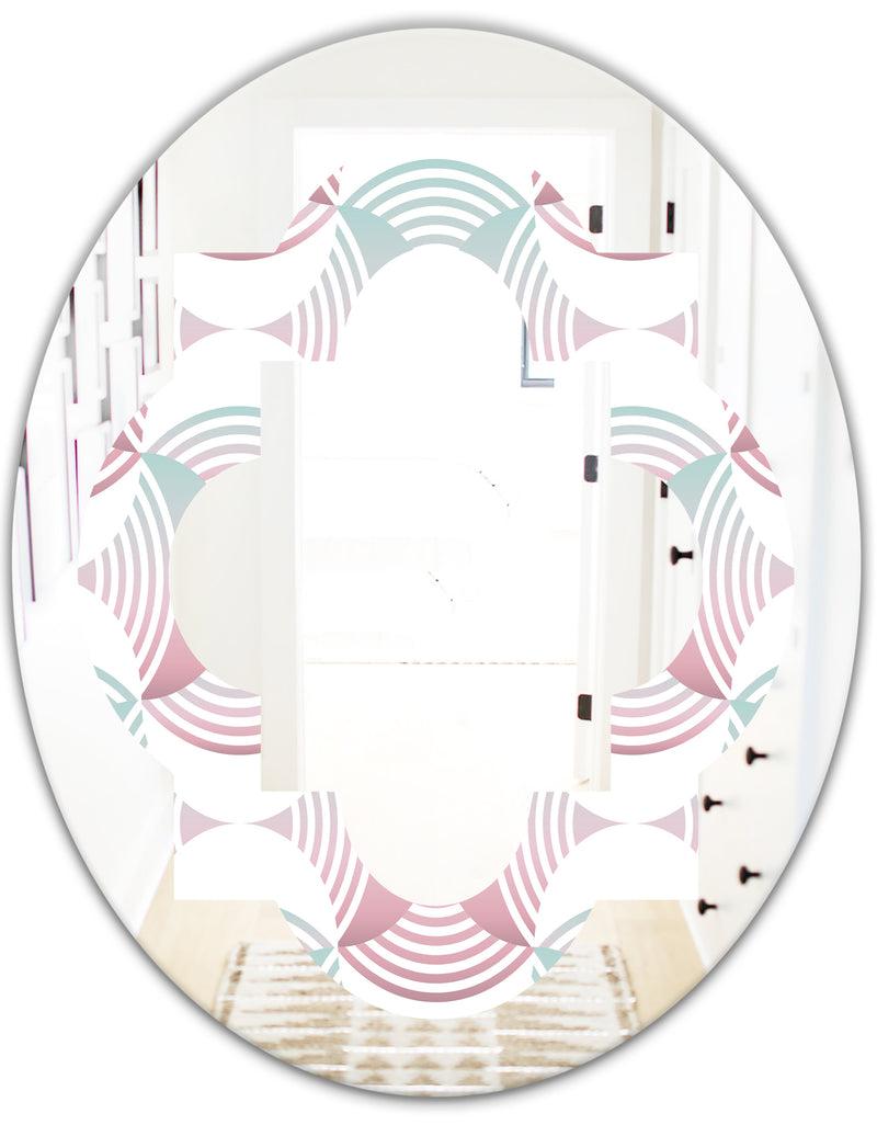 DesignQ Retro Geometrical Abstract Pattern I - Modern Round Or Oval Wall Mirror - Quatrefoil