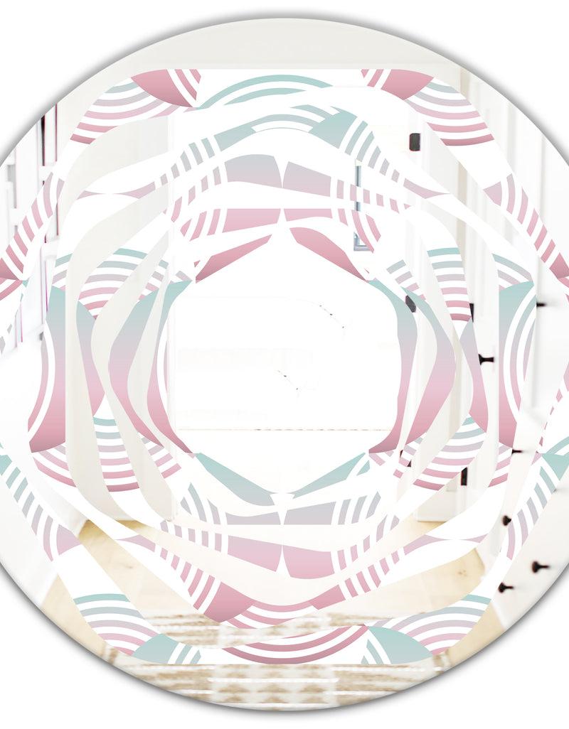 DesignQ Retro Geometrical Abstract Pattern I - Modern Round Or Oval Wall Mirror - Whirl