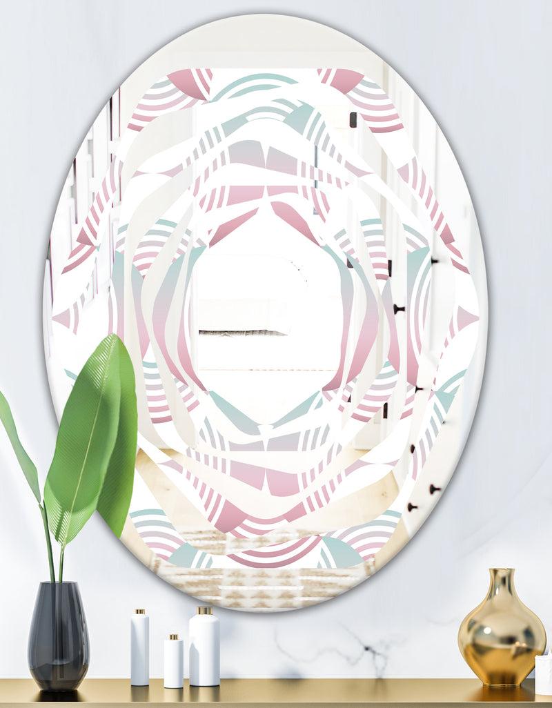 DesignQ Retro Geometrical Abstract Pattern I - Modern Round Or Oval Wall Mirror - Whirl