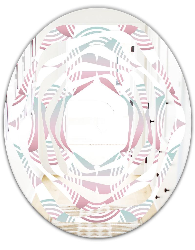 DesignQ Retro Geometrical Abstract Pattern I - Modern Round Or Oval Wall Mirror - Whirl