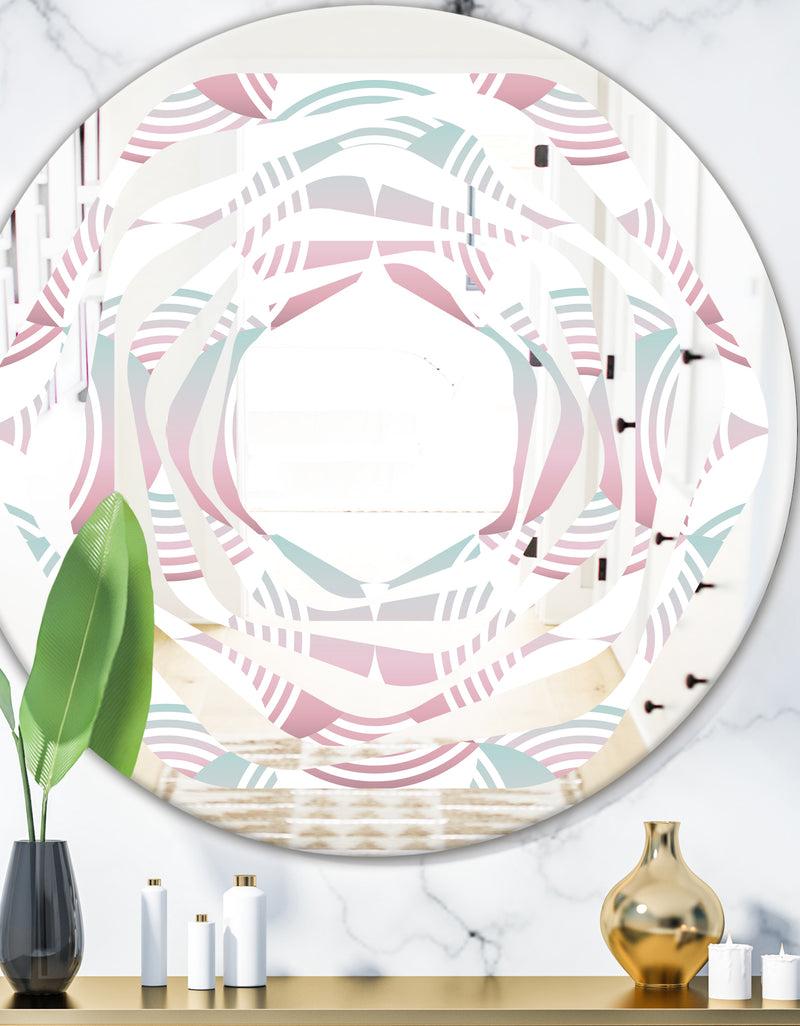 DesignQ Retro Geometrical Abstract Pattern I - Modern Round or Oval Wall Mirror - Whirl