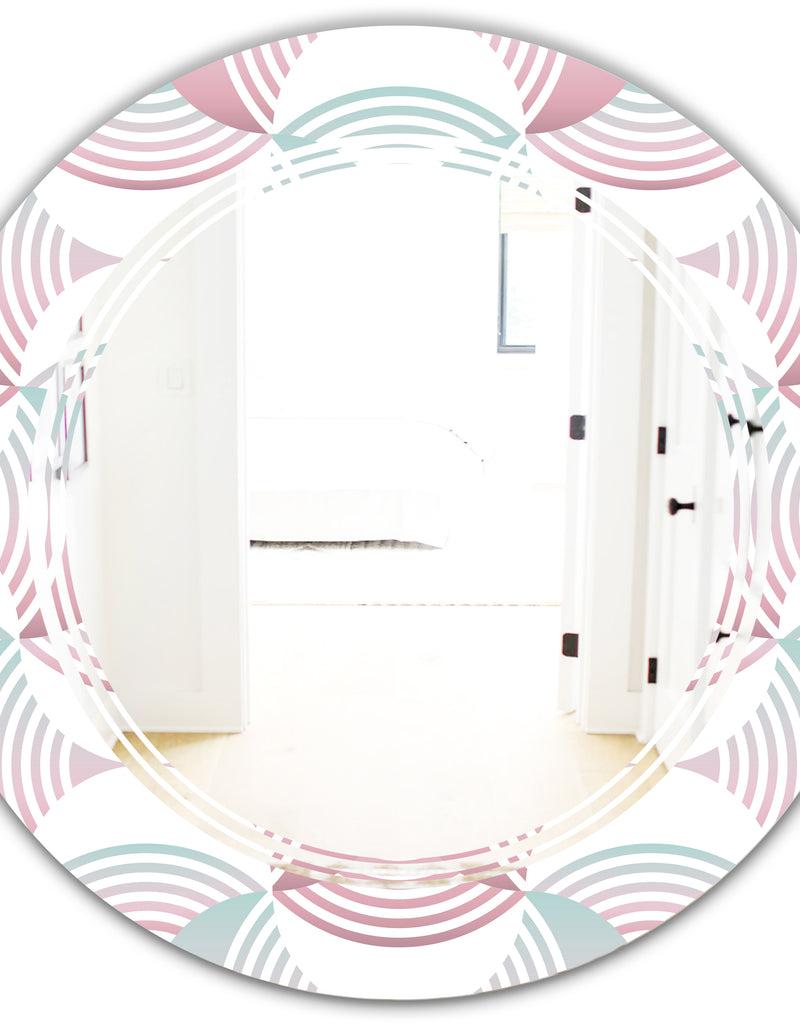 DesignQ Retro Geometrical Abstract Pattern I - Modern Round Or Oval Wall Mirror - Triple C