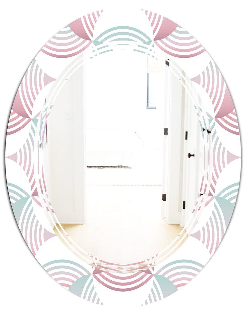 DesignQ Retro Geometrical Abstract Pattern I - Modern Round Or Oval Wall Mirror - Triple C