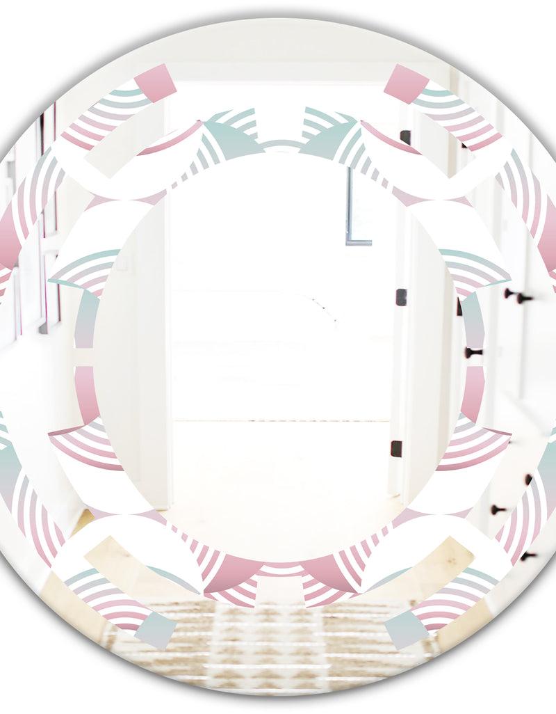 DesignQ Retro Geometrical Abstract Pattern I - Modern Round Or Oval Wall Mirror - Space