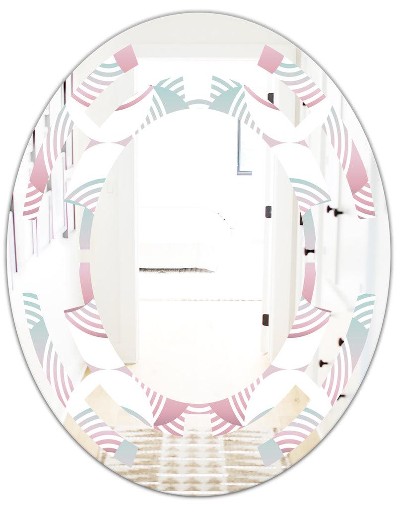 DesignQ Retro Geometrical Abstract Pattern I - Modern Round Or Oval Wall Mirror - Space