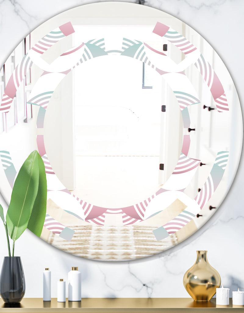 DesignQ Retro Geometrical Abstract Pattern I - Modern Round or Oval Wall Mirror - Space