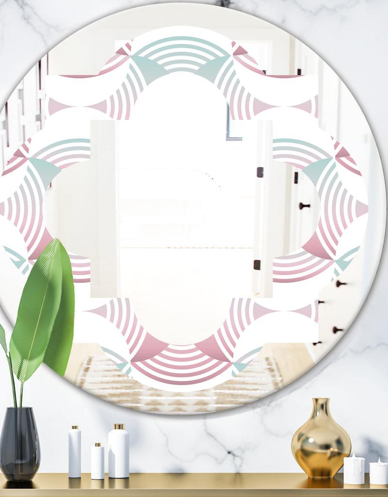 DesignQ Retro Geometrical Abstract Pattern I - Modern Round or Oval Wall Mirror - Quatrefoil