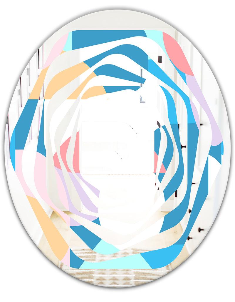 DesignQ Retro Geometrical Abstract Pattern II - Modern Round Or Oval Wall Mirror - Whirl