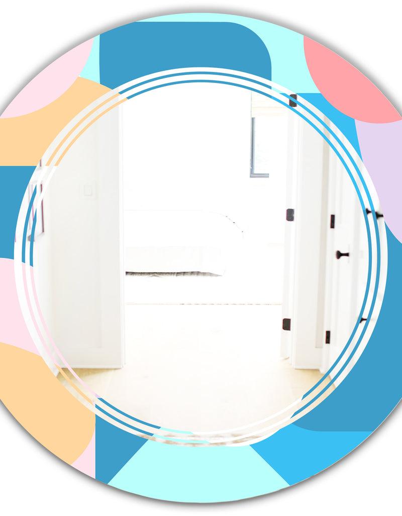DesignQ Retro Geometrical Abstract Pattern II - Modern Round Or Oval Wall Mirror - Triple C